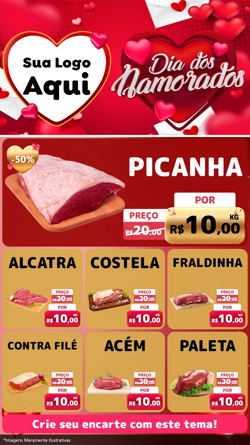 Modelo de Rede Social para Stories com o tema Dia Dos Namorados para Açougue