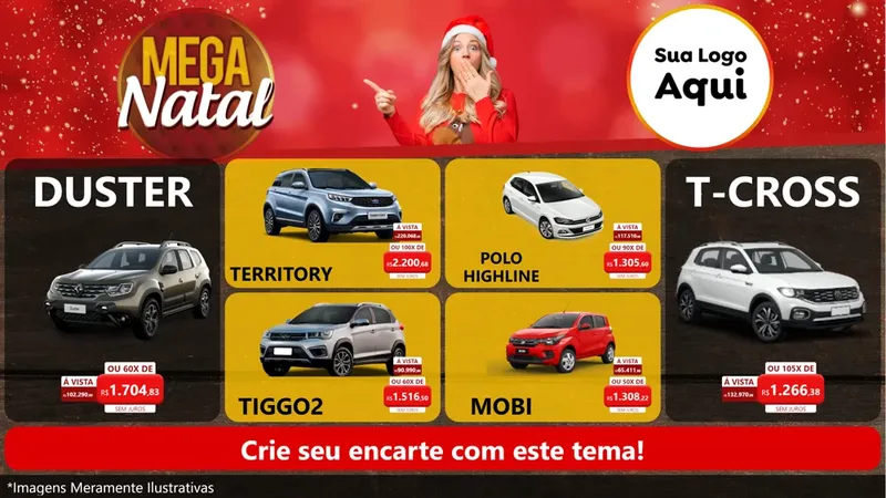 Modelo de TV para TV Horizontal com o tema Mega Natal para Concessionaria de Carros