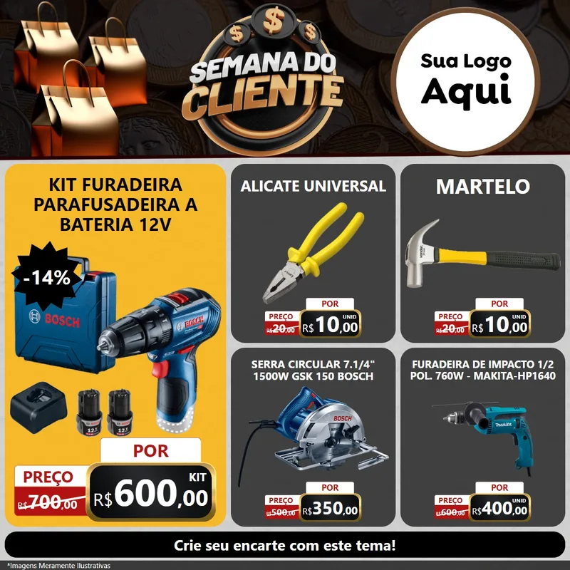 Modelo de Rede Social para Feed Facebook com o tema Semana do Cliente para Maquinas e Ferramentas
