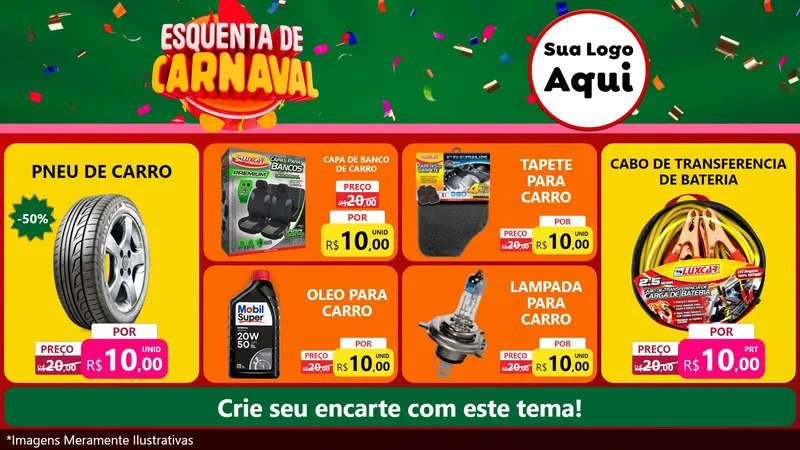 Modelo de TV para TV Horizontal com o tema Esquenta de Carnaval para Auto peças