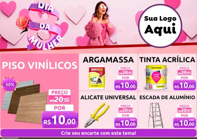 Modelo de Encarte para Encarte A4 Horizontal com o tema Dia da Mulher para Material para Construção