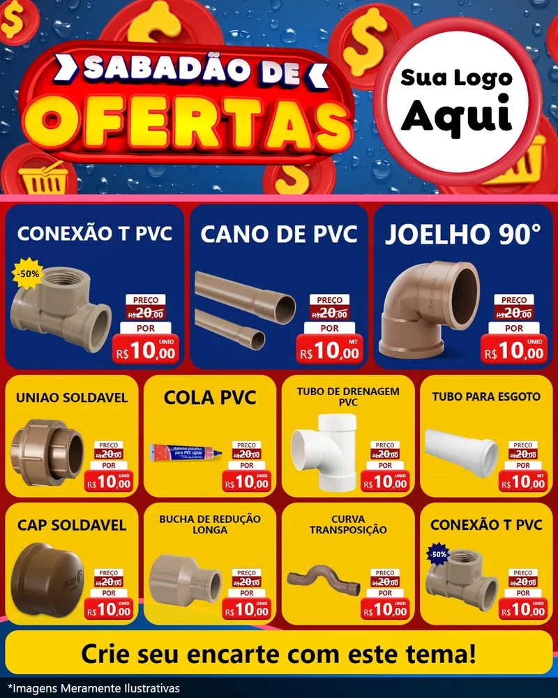 Modelo de Rede Social para Feed Instagram com o tema Sabadão de Ofertas para Tubos e conexões