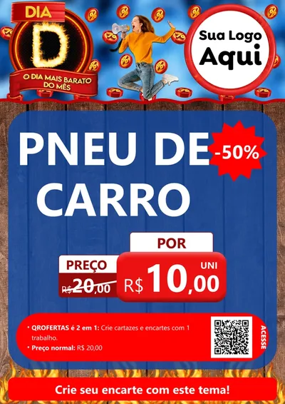 Modelo de Cartaz para Cartaz A4 Vertical com o tema Dia D - O Dia Mais Barato Do Mês para Auto peças