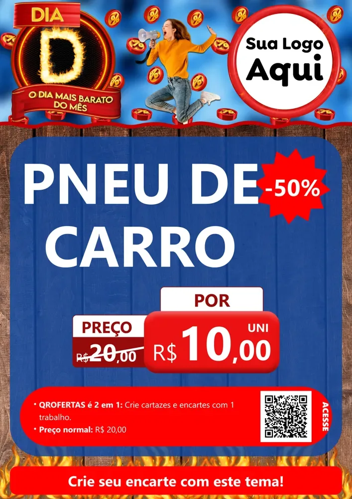 Modelo de Cartaz para Cartaz A4 Vertical com o tema Dia D - O Dia Mais Barato Do Mês para Auto peças