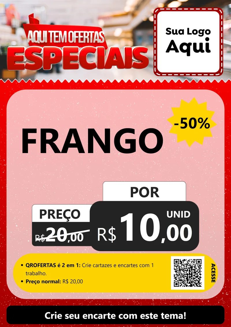 Modelo de Cartaz para Cartaz A4 Vertical com o tema Aqui Tem Ofertas Especiais para Assados