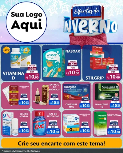Modelo de Rede Social para Feed Instagram com o tema Ofertas de Inverno para Farmácia