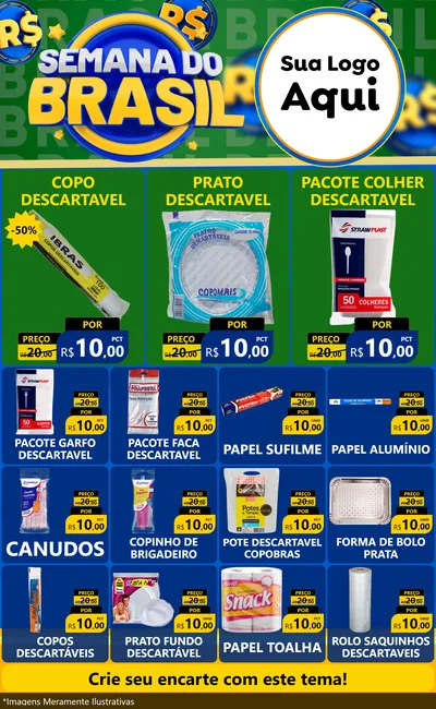 Modelo de Encarte para Encarte Grande com o tema Semana Do Brasil para Embalagens
