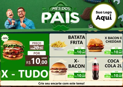 Modelo de Encarte para Encarte A4 Horizontal com o tema Mês dos Pais para Hamburgueria