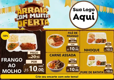 Modelo de Encarte para Encarte A4 Horizontal com o tema Ofertas de São João - Junina para Restaurante
