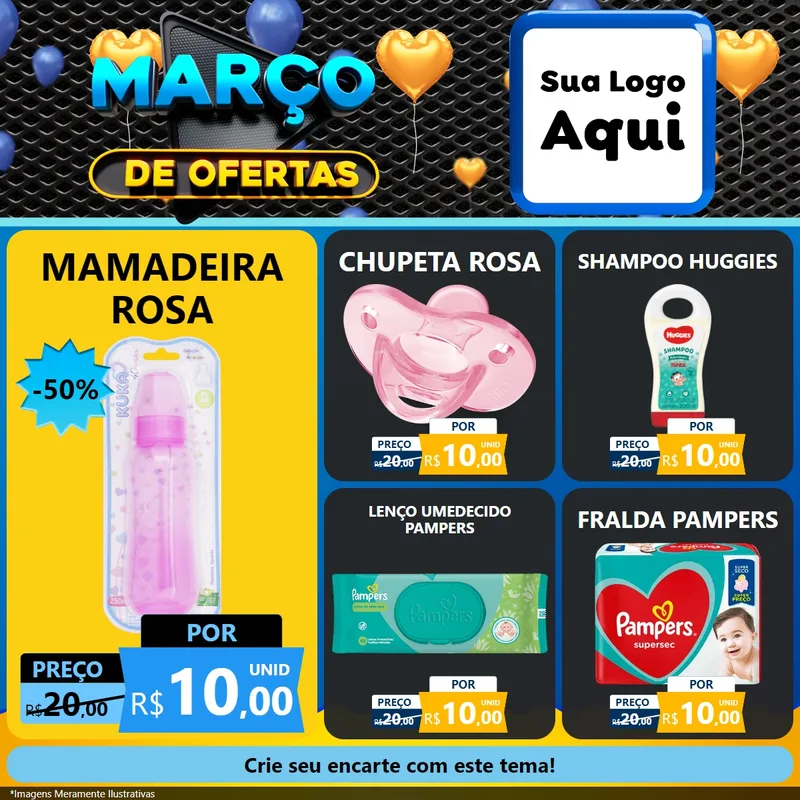 Modelo de Rede Social para Feed Facebook com o tema Março de Ofertas para Bebês
