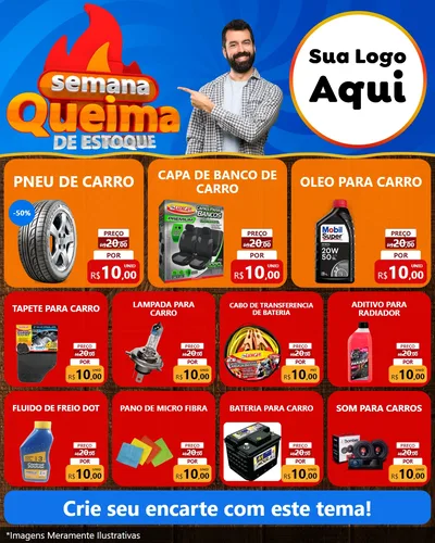 Modelo de Rede Social para Feed Instagram com o tema Semana Queima de Estoque para Auto peças