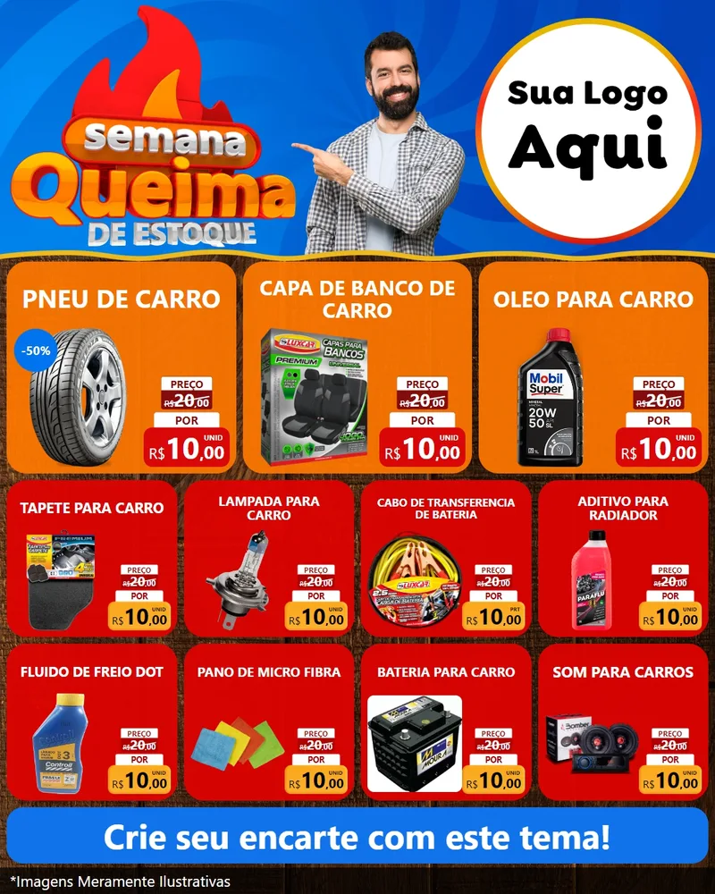 Modelo de Rede Social para Feed Instagram com o tema Semana Queima de Estoque para Auto peças