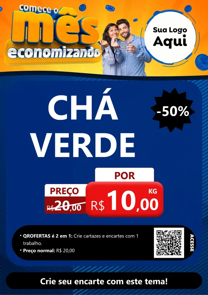 Modelo de Cartaz para Cartaz A4 Vertical com o tema Comece O Mês Economizando para Produtos Naturais