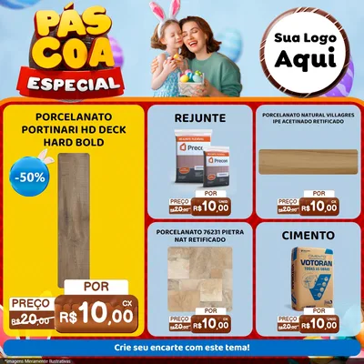 Modelo de Rede Social para Feed Facebook com o tema Páscoa Especial para Pisos e revestimentos