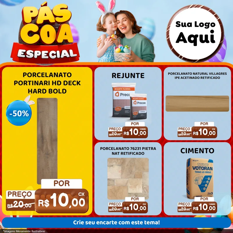 Modelo de Rede Social para Feed Facebook com o tema Páscoa Especial para Pisos e revestimentos