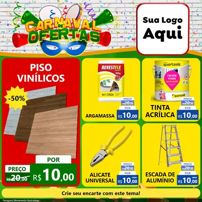 Modelo de Rede Social para Feed Facebook com o tema Carnaval de Ofertas para Material para Construção