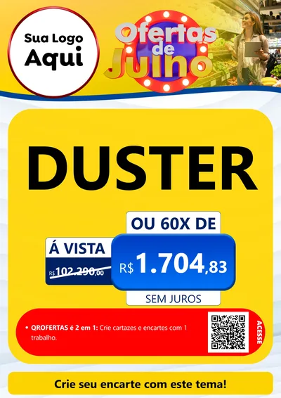 Modelo de Cartaz para Cartaz A4 Vertical com o tema Ofertas de Julho para Concessionaria de Carros