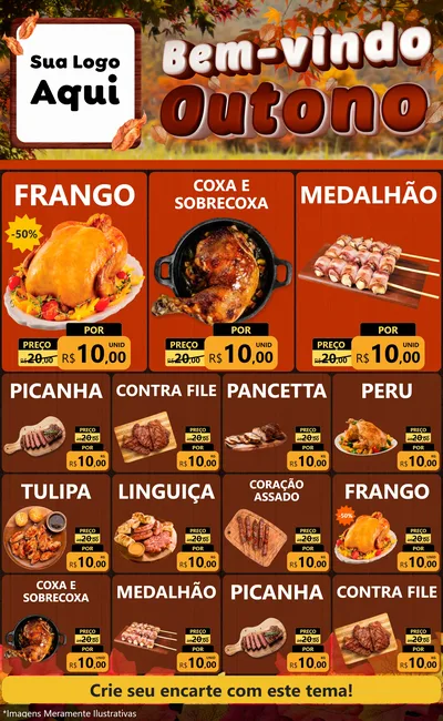 Modelo de Encarte para Encarte Grande com o tema Bem-vindo Outono para Assados