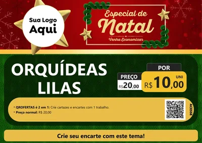 Modelo de Cartaz para Cartaz A4 Horizontal com o tema Especial de Natal para Floricultura e jardim
