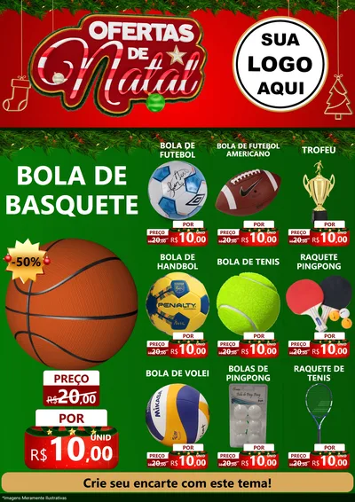 Modelo de Encarte para Encarte A4 Vertical com o tema Ofertas de Natal para Artigos Esportivos