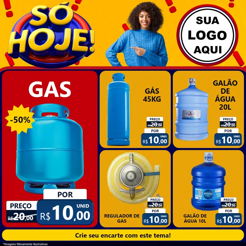 Modelo de Rede Social para Feed Facebook com o tema Só Hoje! para Água e gás
