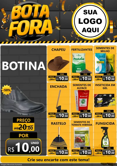 Modelo de Encarte para Encarte A4 Vertical com o tema Bota Fora para Agropecuária