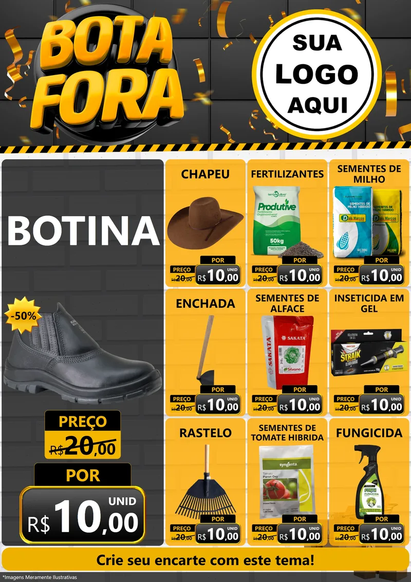 Modelo de Encarte para Encarte A4 Vertical com o tema Bota Fora para Agropecuária