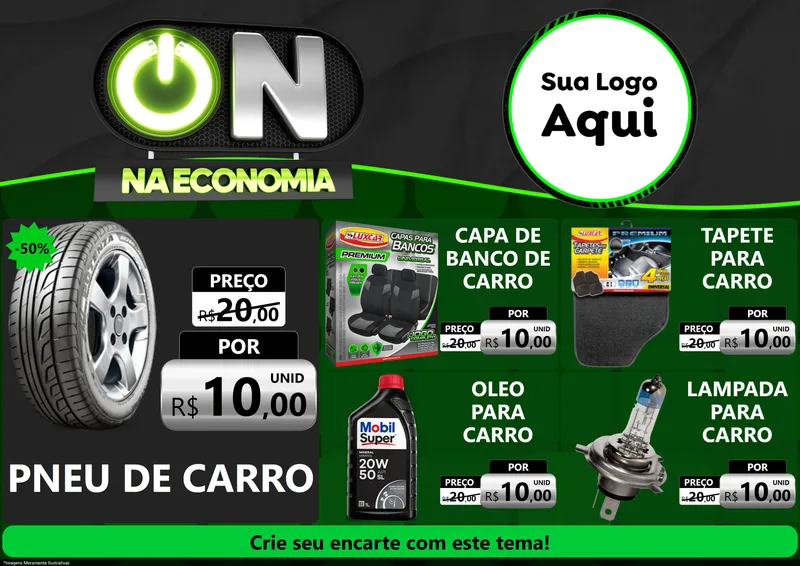 Modelo de Encarte para Encarte A4 Horizontal com o tema On Na Economia para Auto peças