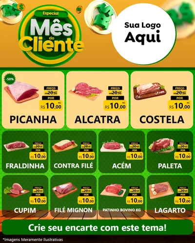 Modelo de Rede Social para Feed Instagram com o tema Especial Mês do Cliente para Açougue