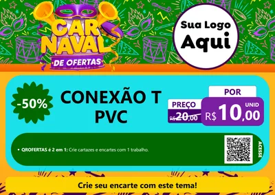 Modelo de Cartaz para Cartaz A4 Horizontal com o tema Carnaval de Ofertas para Tubos e conexões