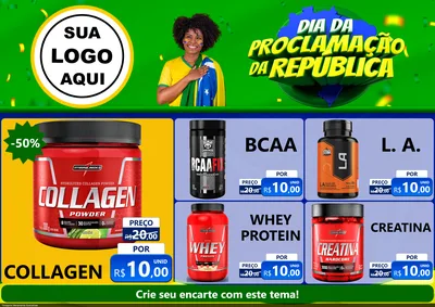 Modelo de Encarte para Encarte A4 Horizontal com o tema Dia Da Proclamação Da República para Suplementos alimentares