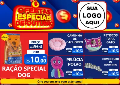 Modelo de Encarte para Encarte A4 Horizontal com o tema Ofertas Especiais de Outubro para Pet Shop