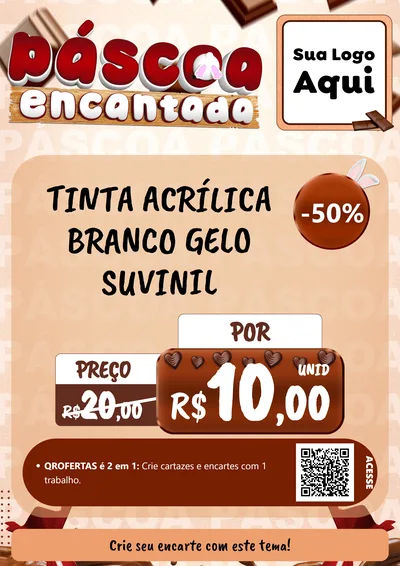 Modelo de Cartaz para Cartaz A4 Vertical com o tema Páscoa Encantada para Tintas e Ferramentas