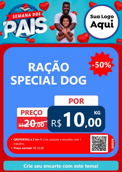 Modelo de Cartaz para Cartaz A4 Vertical com o tema Semana Dos Pais para Pet Shop