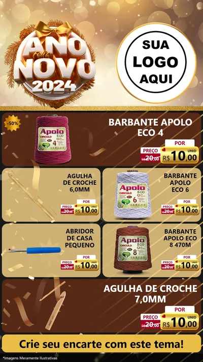 Modelo de TV para TV Vertical com o tema Feliz Ano Novo 2027 para Armarinho e Aviamentos