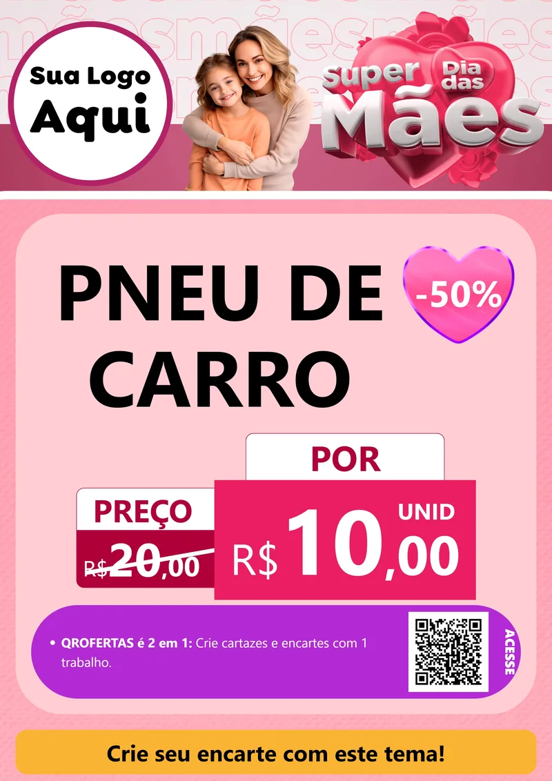 Modelo de Cartaz para Cartaz A4 Vertical com o tema Super Dia Das Mães para Auto peças