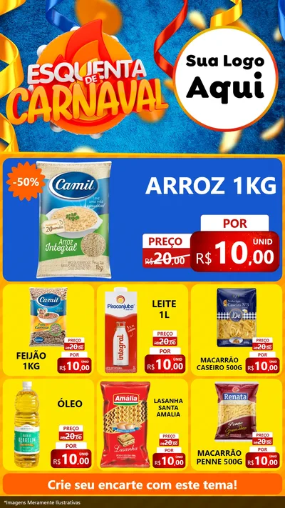 Modelo de Rede Social para Stories com o tema Esquenta de Carnaval para Supermercado