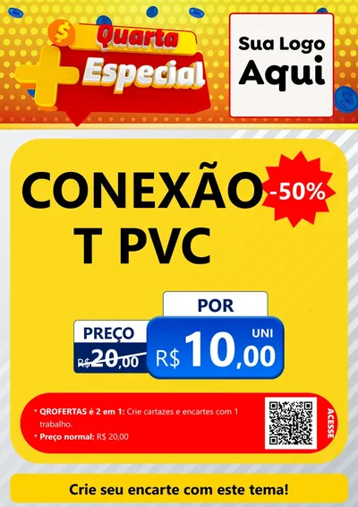 Modelo de Cartaz para Cartaz A4 Vertical com o tema Quarta Mais Especial para Tubos e conexões