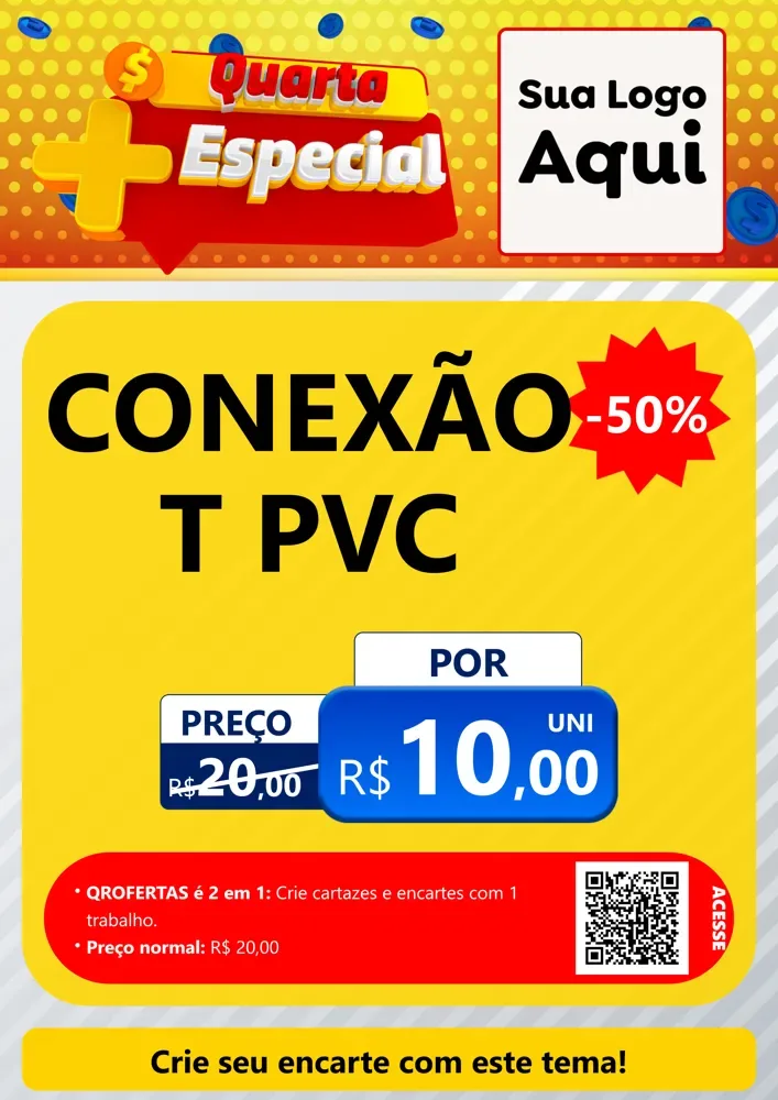 Modelo de Cartaz para Cartaz A4 Vertical com o tema Quarta Mais Especial para Tubos e conexões