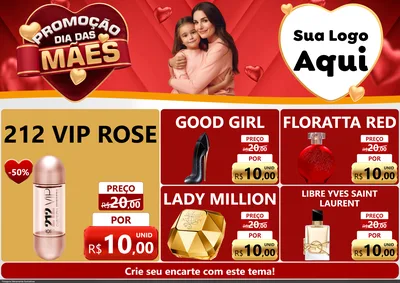 Modelo de Encarte para Encarte A4 Horizontal com o tema Promoção Dia das Mães para Perfumes