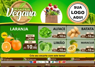 Modelo de Encarte para Encarte A4 Horizontal com o tema Segunda Vegana para Hortifrúti