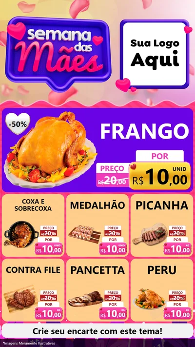 Modelo de Rede Social para Stories com o tema Semana das Mães para Assados