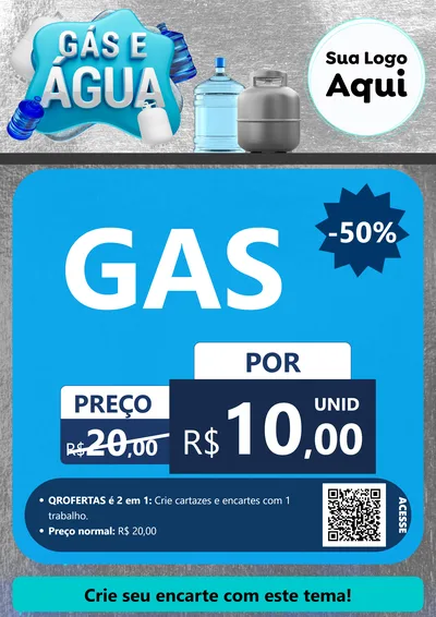Modelo de Cartaz para Cartaz A4 Vertical com o tema Gás e Água para Água e gás