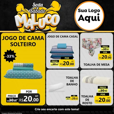 Modelo de Rede Social para Feed Facebook com o tema Sexta e Sábado Maluco para Cama, Mesa e Banho