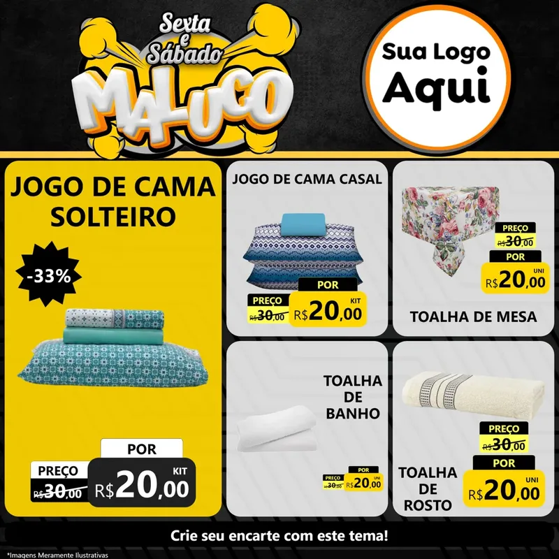 Modelo de Rede Social para Feed Facebook com o tema Sexta e Sábado Maluco para Cama, Mesa e Banho