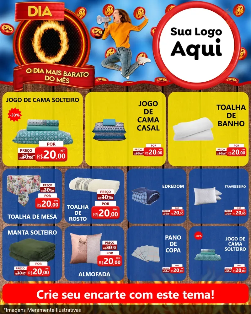 Modelo de Rede Social para Feed Instagram com o tema Dia O - O Dia Mais Barato Do Mês para Cama, Mesa e Banho