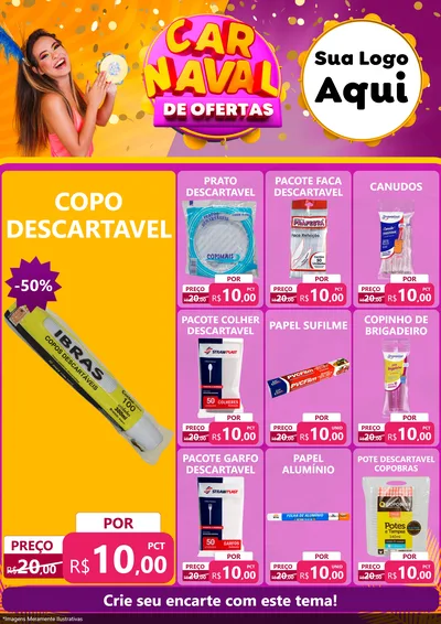 Modelo de Encarte para Encarte A4 Vertical com o tema Carnaval de Ofertas para Embalagens