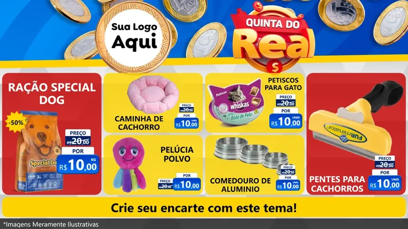 Modelo de TV para TV Horizontal com o tema Quinta do Real para Pet Shop