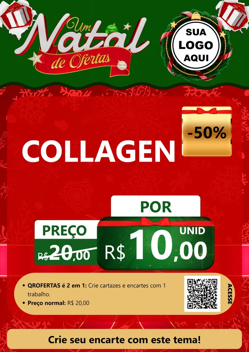 Modelo de Cartaz para Cartaz A4 Vertical com o tema Um Natal de Ofertas para Suplementos alimentares