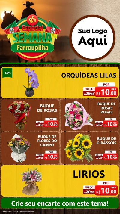 Modelo de TV para TV Vertical com o tema Especial Semana Farroupilha para Floricultura e jardim